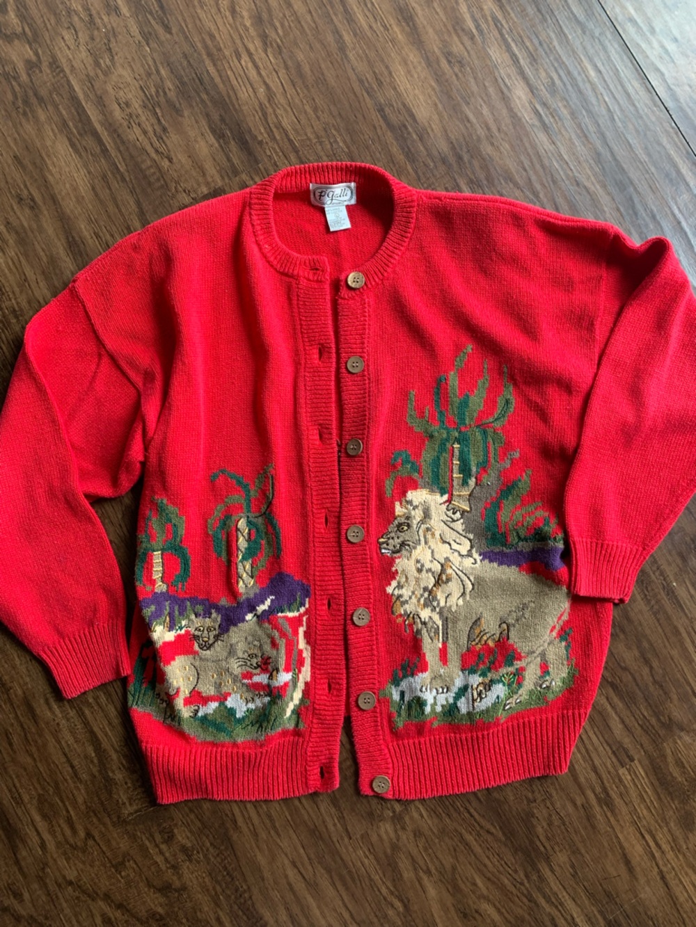 P'galli Designs Red Knit Sweater - Button Front
